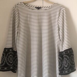 Women’s John mark Boho Striped Black and White bandanna sleeve